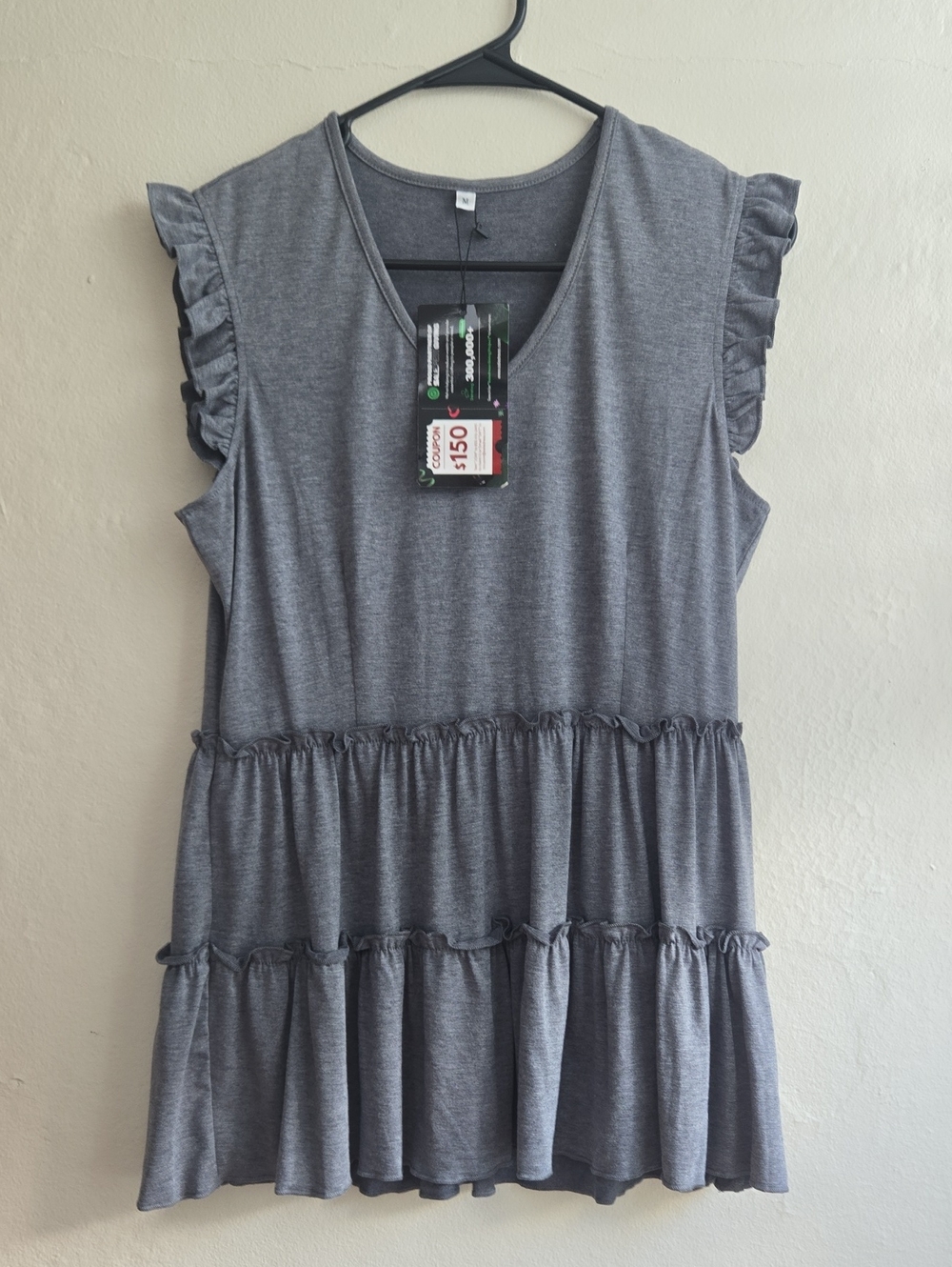 Gray Ruffle Tiered Sleeveless Tunic